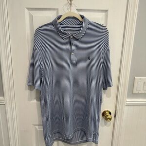 Vineyard Vines Performance Polo Golf Shirt Mens Sz Large Stretch Blue Striped